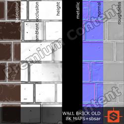 PBR substance material of wall brick old created in substance designer for graphic designers and game developers.